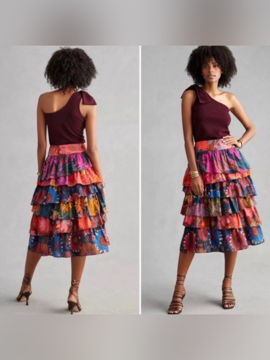 Anthropologie Dresses & Skirts - NWT ANTHROPOLOGIE Farm Rio Tiered Midi Floral Tropical Skirt